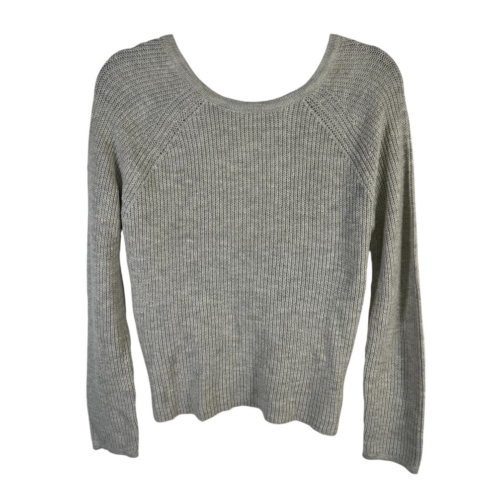 Aerie Reversible Wrap Back Knit Sweater Grey Long Sleeve Small cozy capsule yoga
